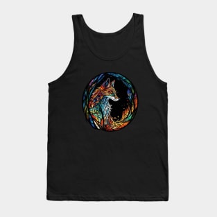 Fox Animal Portrait Stained Glass Wildlife Outdoors Adventure Tank Top